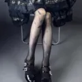 Dolce collant trasparente Lolita con stampa di piume calzetteria gotica da donna - Taglia unica / Nero