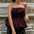 Europäische Mode stilvoll sexy trägerlos Tube Top personalisierte Taille schick Sommer Top Oberteil gut - S / Oberteile / Burgunderrot