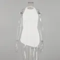 White halter sleeveless tank top backless sexy minimalist casual basic summer women top - S / Tops / White