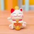 Simpatica statuetta di gatto portafortuna decorazione da scrivania regalo artigianale in resina casa - Festivo