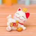 Cute lucky cat figurine resin desktop ornament with lucky sign and golden ingot decor. - 8162 Lucky Style