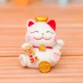 Cute Lucky Cat Figurine Resin Desktop Ornament with Blessing Text for Home Decor Gift - 8164 Joyful Style