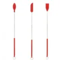 Mini telescopic silicone spatula set with metal rod and hanging ring for cosmetics and cooking. - Spoon+Spatula+Brush Set / Pink