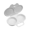 Plastic double egg boiler microwave cooker kitchen tool for fast and easy breakfast making. - 1 Piece / White