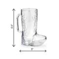 Clear plastic cowboy boot beer mug with handle, 17oz novelty drinkware for parties. - Clear / 17oz