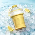 Portable yellow collapsible silicone water bottle and ice cup for outdoor travel and daily hydration. - 350ml / Lemon Yellow