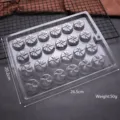 Klares PET Schokoladen-Bonbonform mit 24 Mulden, 20.2x26.5cm Backwerkzeug Detailansicht. - Runde Blumenwirbel / Transparente runde Schokoladenform