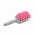 Absorbent quick dry hair brush with pink sponge bristles, ideal for home hair care and scalp massage. - Pink
