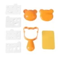 Cute cartoon bear rice ball mold set for kids bento kitchen DIY cooking tool white orange - Four Bear Brothers / Default