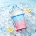 Collapsible silicone ice cup, blue-pink gradient portable outdoor travel water cup variant - 350ml / Dusty Pink Blue