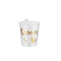 White bachelor party cup with gold groom to be text and pearl decor for wedding celebration events - White Bride to Be