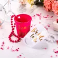 Bachelorette party bride to be plastic shot glass necklace set team bride party supplies - Rose Red Team Bride