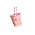 Pink Team Bride bachelorette party plastic cup with bead necklace for bridal shower decor. - Pink Team Bride
