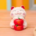 Cute cartoon lucky cat figurine white desktop car ornament safe blessing gift variant - Safety