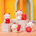 Cute Lucky Cat Figurine Set, Assorted Styles Resin Desktop & Car Decoration 4 Pieces - SJ0118 (Set of 4)