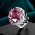 Meraviglioso anello cocktail in zirconia cubica taglio rosa con pietre splendenti. - Argento Placcato Platino / Rosa Antico