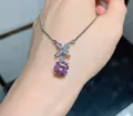 Elegante Halskette mit funkelndem rosa Zirkonia Stein und Anhänger für Damen Schmuck. - Anhänger Ohne Kette (Rosa Diamant Anhänger)
