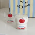 Omorfo diafanes potiri gyalino me schedio milo gia gala kafe kai rofimata kathimerina - 220ml / Συσκευασία Ζεύγους / Διπλή Συσκευασία Σχέδιο Μήλο