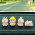 Cute pink pig car dashboard ornaments set, creative resin interior decoration for women. - Four Little Pigs
