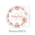 Roze peperkoek babyshower wegwerp papieren borden zoete meisje feestservies 10st - Peperkoekhuisje Thema / 7 inch 10 stuks