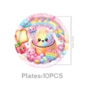 Niedliche Cartoon Macaron Dumpling Papierteller, 18cm 7Zoll Party Geschirr Zubehör 10Stk - 7 Zoll Brötchen Squishy Teller 10 Stück
