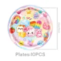 Süsses Cartoon Squishy Design Pappteller Detailansicht, bunte Macaron Farben, 23cm Party Geschirr - 9 Zoll Brötchen Squishy Teller 10 Stück