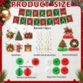 Weihnachtsparty Dekorationsset mit Bannern Papierpompons Spiralen und Wabenbällen Zubehör - Siebenteiliges Komponenten-Set / 43-teiliges Set