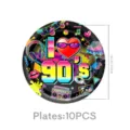 Platos de papel para fiesta retro de los 90 18cm vajilla desechable colorida 10pcs - Retro 90s - Platos de Papel de 7 Pulgadas / Paquete de 10