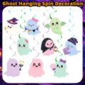 Halloween decoración espiral colgante lindo fantasma de dibujos animados fiesta techo - Estilo Halloween Fantasma Animado / Juego de 9 Piezas