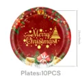 Weihnachten Pappteller rote festliche Party Geschirr Set für Feiertag Tischdekoration 10Stk - Goldener Weihnachtsstil (9-Zoll-Teller)