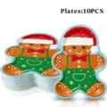 Weihnachts-Lebkuchenmann geformte Papierteller 10Stk Set für Feiertag Party Deko Details - Lebkuchenmann Junge Pappteller / 10er Pack