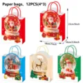 Christmas paper gift bags set of 12 with cute snow globe Santa and reindeer designs. - Snow Globe Christmas Style / Set of 12