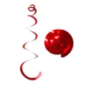 Red PVC spiral hanging decorations swirl party ceiling decor for birthday wedding festival - Single Spiral / Set of 6 / Red