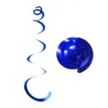 Blue PVC spiral hanging swirl decoration party ceiling decor string pendant versatile. - Single Spiral / Set of 6 / Dark Blue