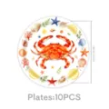 Piatti di carta usa e getta tema granchio estivo, set 10pz 18cm per festa picnic tavola. - Piatto di Carta 7 Pollici
