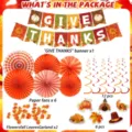 Detailansicht Thanksgiving Party Deko Set, Fächer, Banner und herbstliche Hängedekoration. - Haupt 5-Teilige Kollektion (Banner+Fächer+Spiralen+Girlande+Hängewirbel)