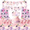 Rosa weltraum astronauten thema party deko set banner luftballons tortenaufleger detailansicht - 5-teiliges Layout-Set / 59er Set