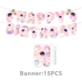Rosa Weltall Astronaut Party Banner Happy Birthday hängende Dekoration 15 Stk Set! - Buchstaben-Banner