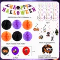 Halloween party decoration set banner honeycomb balls hanging swirls balloons confetti - Main Set 6-in-1 (Banner 17pcs + Swirls 6pcs + Double Swirls 9pcs + Honeycomb Balls 6pcs + Confetti + Balloons 18pcs)