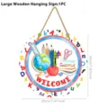 Large wooden hanging sign for back to school classroom decoration welcome sign school supplies 20cm - Style 01 (Round Door Sign) / 1PC