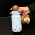 Gucgres 500ml Θερμός Νερού Ανοξείδωτο Χαριτωμένο Ταξιδιού με Τσάντα Σκύλου για Κορίτσια - Με Τσάντα Αποθήκευσης για Κουτάβια / 480ml / Μπλε