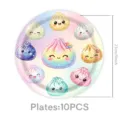 Niedliche bunte Dumpling Party Pappteller 23cm 10 Stück Deko Geschirr für Kindergeburtstag - 9 Zoll 10 STK