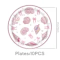 Rosa Schleife Ozean Muschel Party Pappteller 23cm 10Stk fuer Maedchen Geburtstag Partygeschirr - 9 Zoll Teller 10 Stk.