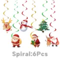 Vue détaillée de 6 décorations de Noël suspendues en spirale avec de charmants motifs. - Tourbillons Suspendus 6 Pièces - Décoration de Noël