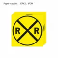 Disposable paper napkins featuring yellow railroad crossing design, 17cm party tableware detail - Napkins 20PCS