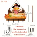 Ξύλινη διακόσμηση τοίχου πόρτας Thanksgiving με μοναδική κολοκύθα γαλοπούλα και άγκιστρα. - Πινακίδα Γαλοπούλα Κολοκύθα (感恩节木质钥匙扣挂牌03款)