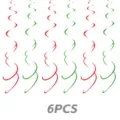 Décorations de fête de Noël tourbillons suspendus 6 pcs rouge vert spirale ensemble - Spirales Doubles 6 Pièces (3 Rouges + 3 Vertes) - Décoration de Noël
