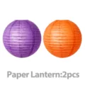 Halloween dekorative Papierlaternen Set, runde violette und orange Hängelaternen für Party. - 8 Zoll Halloween Papierlaternen 2PCS