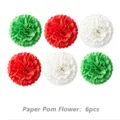 Detailed view of colorful paper pom pom flowers for party decorations, set of six pieces. - Christmas Paper Pom Pom 6pcs