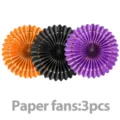Halloween Papierfächer Dekoration Set 3tlg orange schwarz lila hängende Party Deko - 12 Zoll Halloween Papierfächer 3PCS